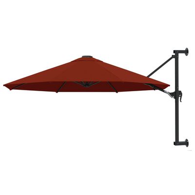 vidaXL Sonnenschirm Wandmontage mit Metallmast 300 cm Terracotta-Rot