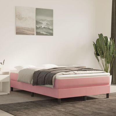 vidaXL Boxspringbett mit Matratze Rosa 120x190 cm Samt