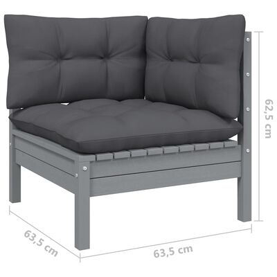 vidaXL 6-tlg. Garten-Lounge-Set mit Kissen Grau Kiefernholz