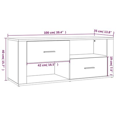 vidaXL TV-Schrank Räuchereiche 100x35x40 cm Holzwerkstoff