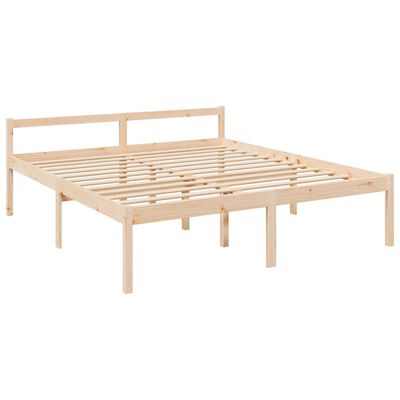 vidaXL Seniorenbett mit Kopfteil Super Kingsize Massivholz