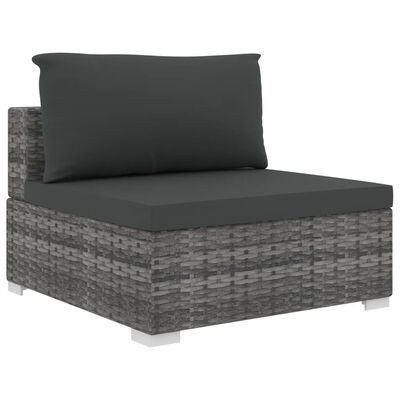 vidaXL 12-tlg. Garten-Lounge-Set mit Auflagen Poly Rattan Grau