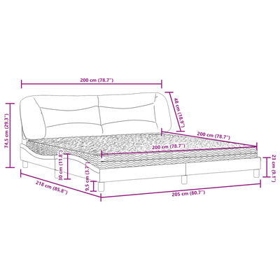 vidaXL Bett mit Matratze Dunkelbraun 200x200 cm Stoff