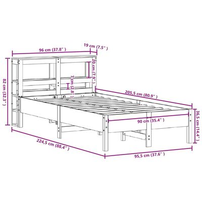 vidaXL Massivholzbett ohne Matratze Weiß 90x200 cm Kiefernholz