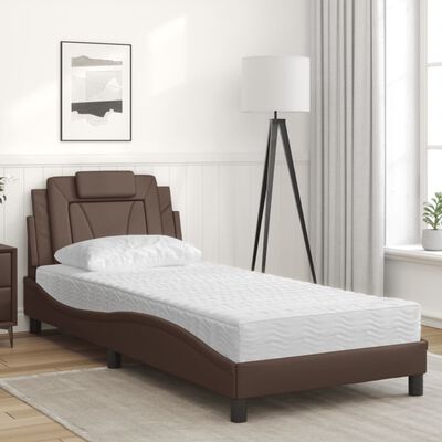 vidaXL Bett mit Matratze Braun 90x200 cm Kunstleder