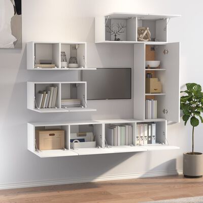 vidaXL 6-tlg. TV-Schrank-Set Weiß Holzwerkstoff