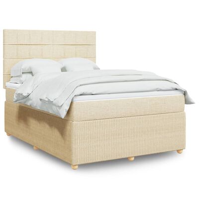 vidaXL Boxspringbett mit Matratze Creme 140x190 cm Stoff