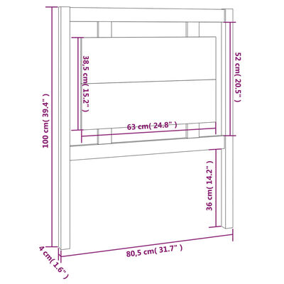 vidaXL Kopfteil Grau 80,5x4x100 cm Massivholz Kiefer