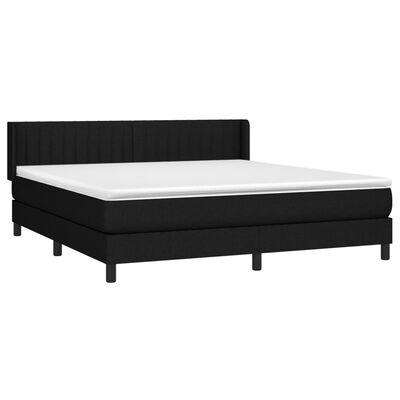 vidaXL Boxspringbett mit Matratze Schwarz 180x200 cm Stoff