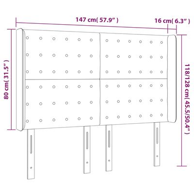 vidaXL Kopfteil mit Ohren Schwarz 147x16x118/128 cm Kunstleder