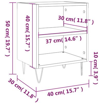 vidaXL Nachttische 2 Stk. Betongrau 40x30x50 cm Holzwerkstoff