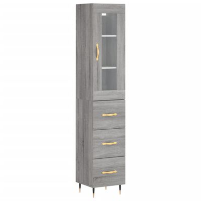 vidaXL Highboard Grau Sonoma 34,5x34x180 cm Holzwerkstoff