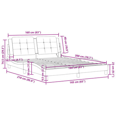 vidaXL Bettgestell mit LED Schwarz 160x200 cm Kunstleder