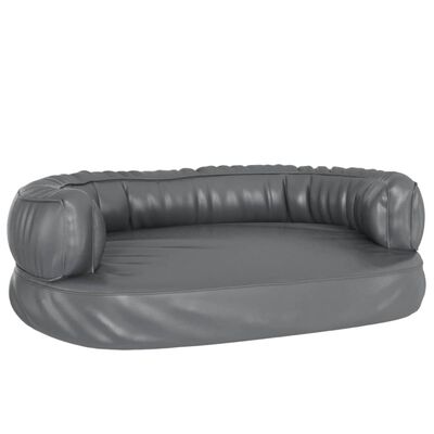 vidaXL Hundebett Ergonomisch Schaumstoff Grau 60x42 cm Kunstleder