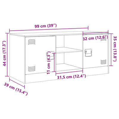 vidaXL TV-Schrank Weiß 99x39x44 cm Stahl