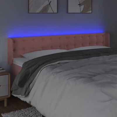 vidaXL LED Kopfteil Rosa 203x16x78/88 cm Samt