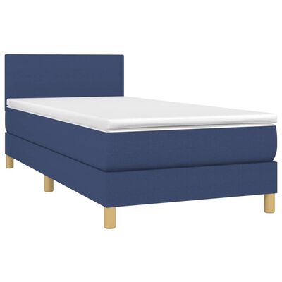 vidaXL Boxspringbett mit Matratze & LED Blau 80x200 cm Stoff