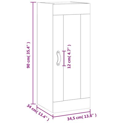 vidaXL Wandschrank Sonoma-Eiche 34,5x34x90 cm