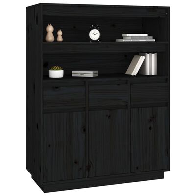 vidaXL Highboard Schwarz 89x40x116,5 cm Massivholz Kiefer