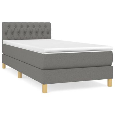 vidaXL Boxspringbett mit Matratze Dunkelgrau 90x190 cm Stoff