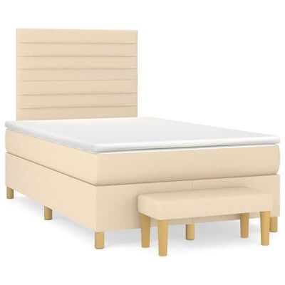 vidaXL Boxspringbett mit Matratze Creme 120x190 cm Stoff