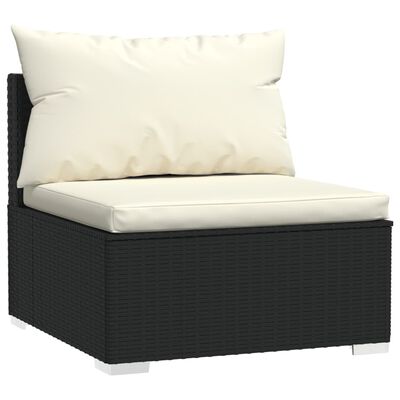 vidaXL 4-tlg. Garten-Lounge-Set mit Auflagen Poly Rattan Schwarz