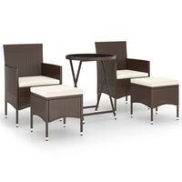 vidaXL 5-tlg. Bistro-Set Poly-Rattan und Hartglas Braun