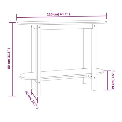 vidaXL Konsolentisch Grau 110x40x80 cm Massivholz Kiefer