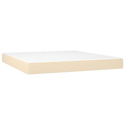 vidaXL Boxspringbett mit Matratze & LED Creme 180x200 cm Stoff