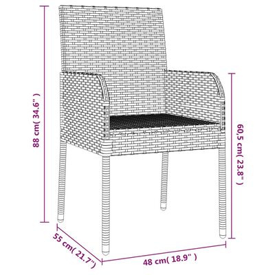 vidaXL 5-tlg. Garten-Essgruppe mit Kissen Schwarz Poly Rattan