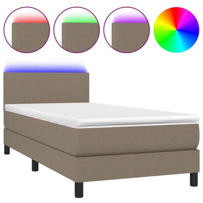 vidaXL Boxspringbett mit Matratze & LED Taupe 80x200 cm Stoff