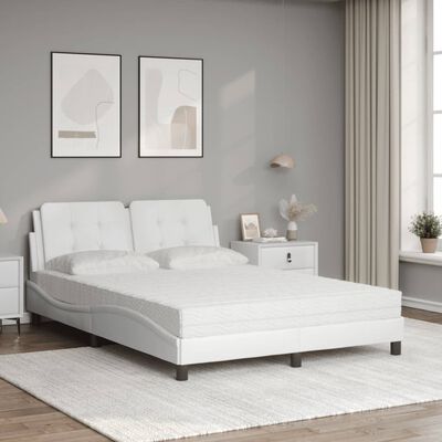 vidaXL Bett mit Matratze Weiß 140x200 cm Kunstleder