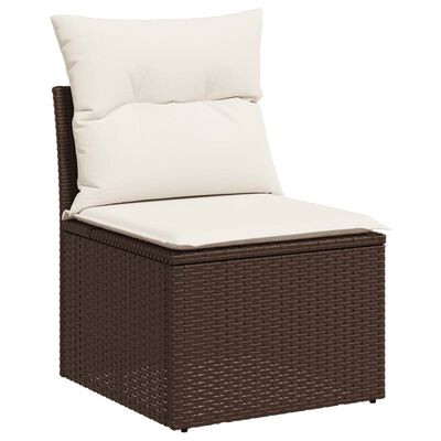 vidaXL 6-tlg. Garten-Sofagarnitur mit Kissen Braun Poly Rattan