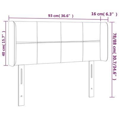 vidaXL LED Kopfteil Taupe 93x16x78/88 cm Stoff