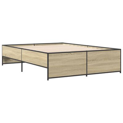 vidaXL Bettgestell Sonoma-Eiche 140x190 cm Holzwerkstoff und Metall