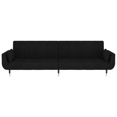 vidaXL Schlafsofa 2-Sitzer mit 2 Kissen Schwarz Samt