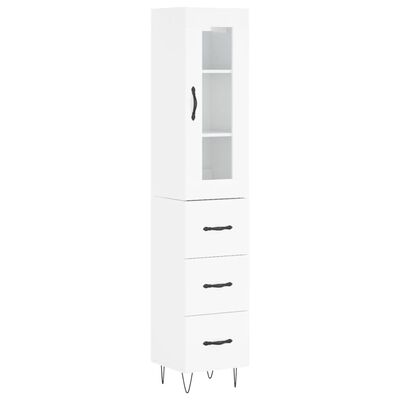 vidaXL Highboard Hochglanz-Weiß 34,5x34x180 cm Holzwerkstoff