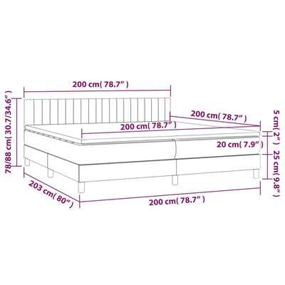 vidaXL Boxspringbett mit Matratze Dunkelblau 200x200 cm Samt