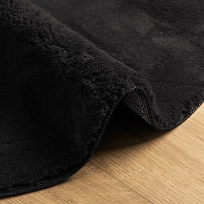 vidaXL Teppich HUARTE Kurzflor Weich und Waschbar Schwarz Ø 160 cm