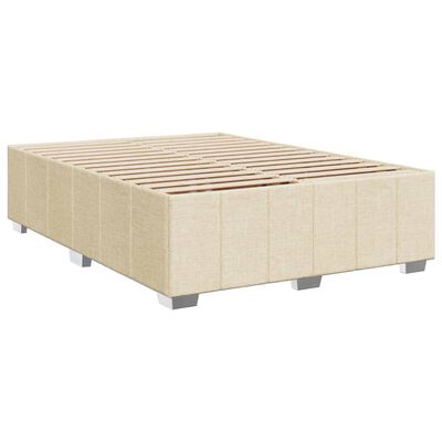 vidaXL Boxspringbett mit Matratze Creme 140x190 cm Stoff