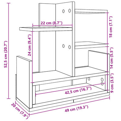 vidaXL Schreibtisch-Organizer Grau Sonoma 49x20x52,5 cm Holzwerkstoff