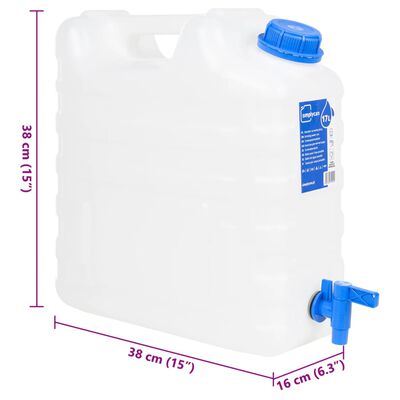 vidaXL Wasserbehälter mit Hahn Transparent 15 L Kunststoff