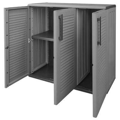 vidaXL Gartenschrank Grau und Schwarz 102x37x84 cm PP