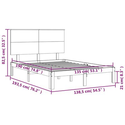 vidaXL Massivholzbett mit Kopfteil Weiß