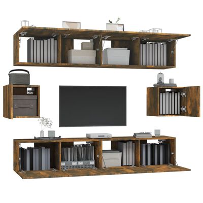 vidaXL 6-tlg. TV-Schrank-Set Räuchereiche Holzwerkstoff