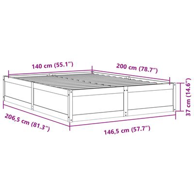 vidaXL Massivholzbett ohne Matratze 140x200 cm Kiefernholz