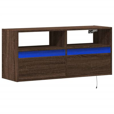 vidaXL TV-Wandschrank LED-Beleuchtung Braun Eichen-Optik 100x31x45 cm