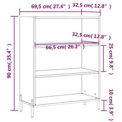 vidaXL Regalschrank Weiß 69,5x32,5x90 cm Holzwerkstoff