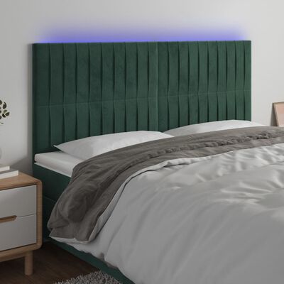 vidaXL LED Kopfteil Dunkelgrün 180x5x118/128 cm Samt