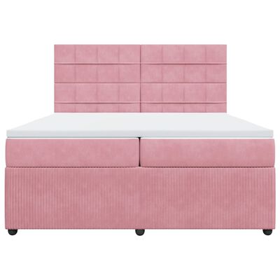 vidaXL Boxspringbett mit Matratze Rosa 200x200 cm Samt